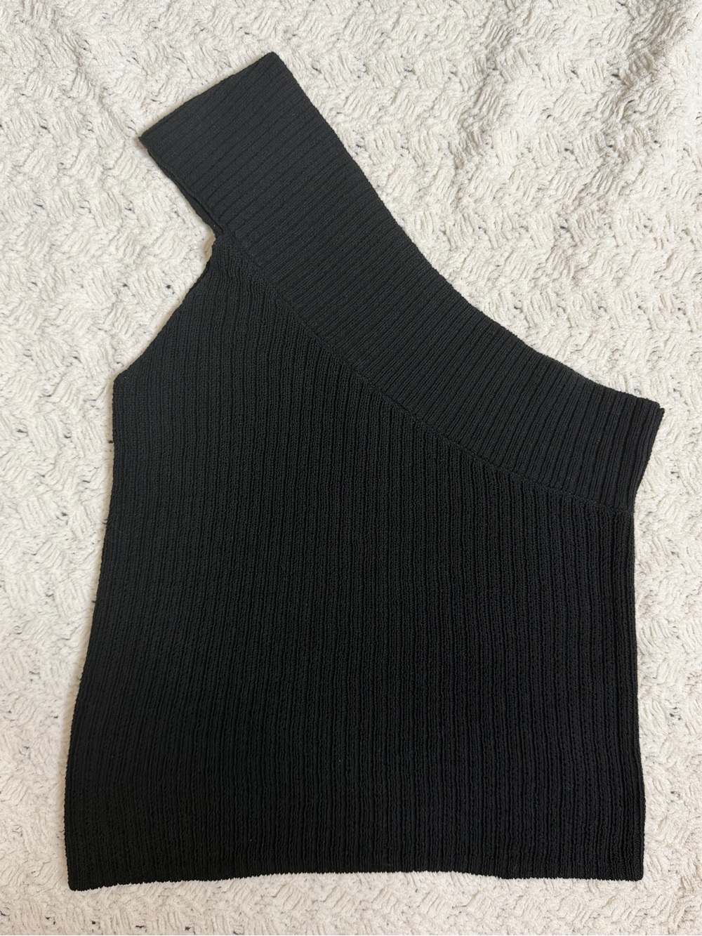 LOFT Black One-Shoulder Ribbed Tank Top
